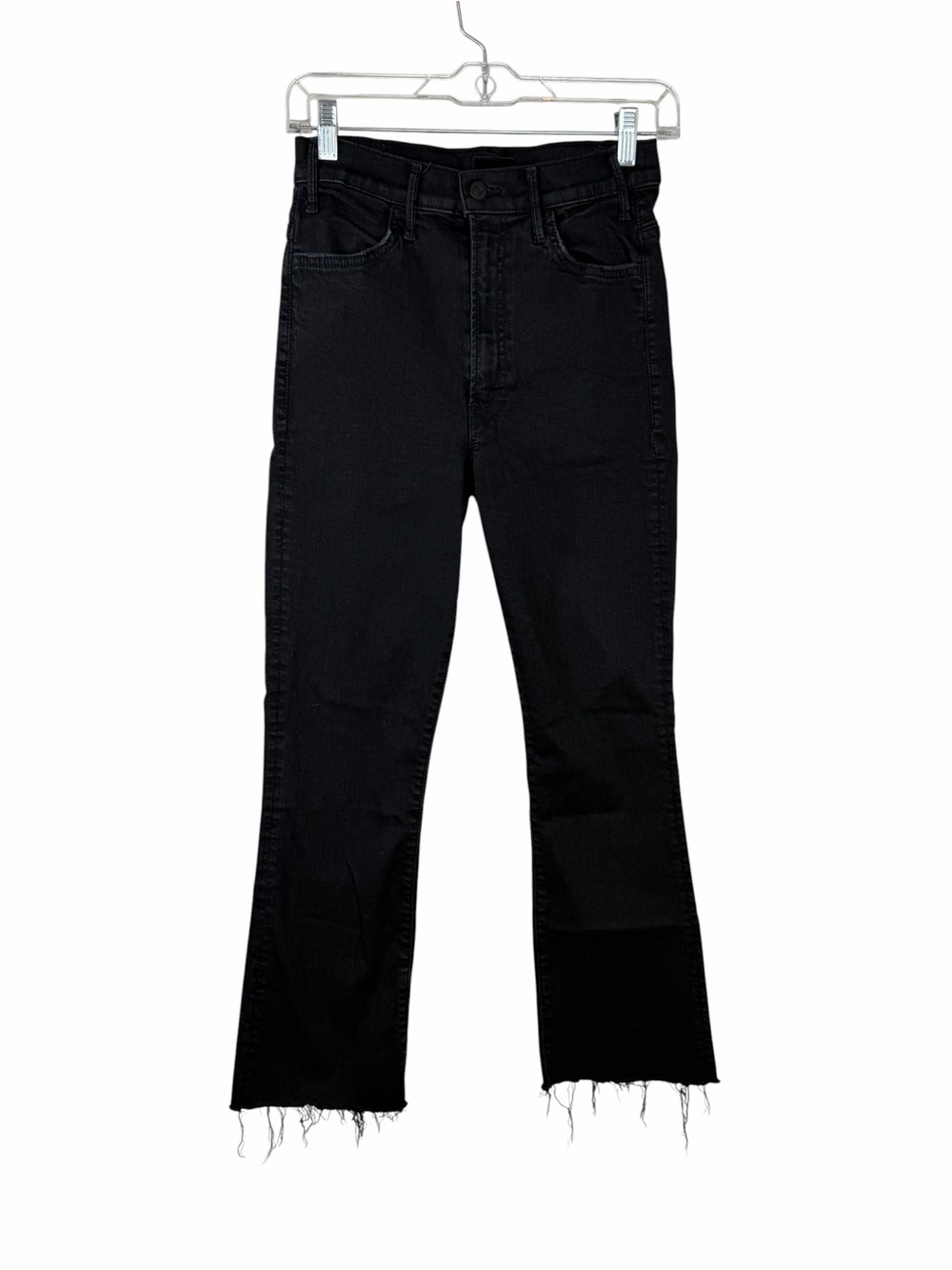 Mother Jeans Hustler Ankle Fray in Not Guilty Black